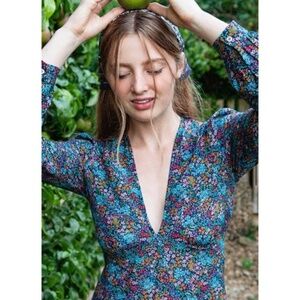 Doen Charleston Long Sleeve Navy Ladybird Floral Dress Women’s Size Large